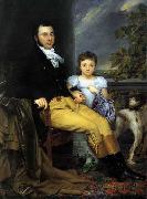 Joseph Denis Odevaere Portrait of a Prominent Gentleman with his Daughter and Hunting Dog china oil painting artist
